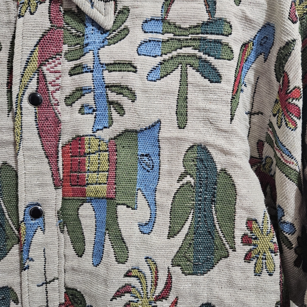 Aelfric Eden Tapestry Elephant & Camel Jacquard Button Down Shirt Small - Picture 10 of 15